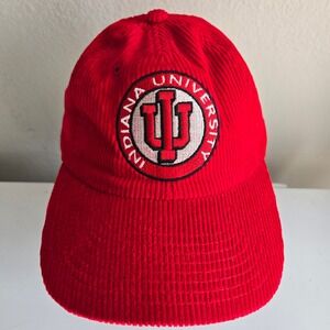 Vintage American Needle Indiana University IU Corduroy Red Baseball Cap Hat